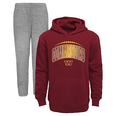 Toddler Burgundy/Heathered Gray Washington Commanders Double-Up Pullover Hoodie & Pants Set