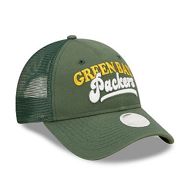 Women's New Era   Green Green Bay Packers Team Trucker 9FORTY Snapback Hat