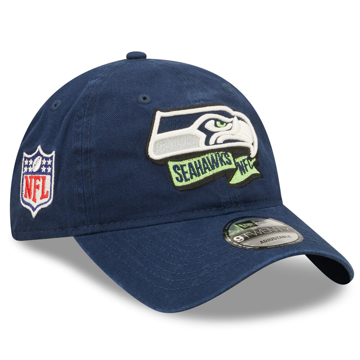 Men's New Era Royal Seattle Seahawks 2021 NFL Sideline Home Historic Logo  9FORTY Adjustable Hat