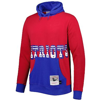 Men's Mitchell & Ness Red New England Patriots Big Face 5.0 Pullover Hoodie