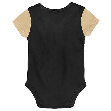 Newborn & Infant Black/Gold New Orleans Saints Little Champ Three-Piece Bodysuit Bib & Booties Set