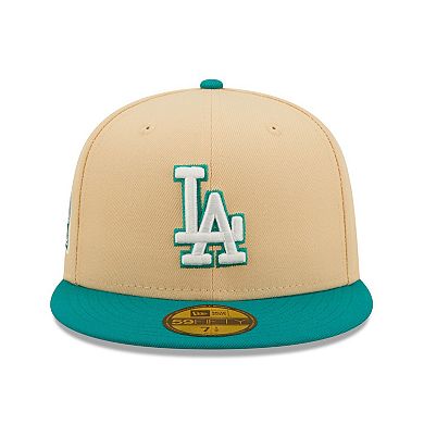 Men's New Era Natural/Teal Los Angeles Dodgers Mango Forest 59FIFTY fitted hat