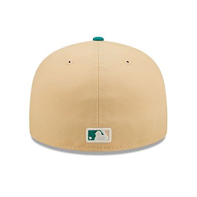Men's New Era Natural/Teal Los Angeles Dodgers Mango Forest 59FIFTY fitted hat