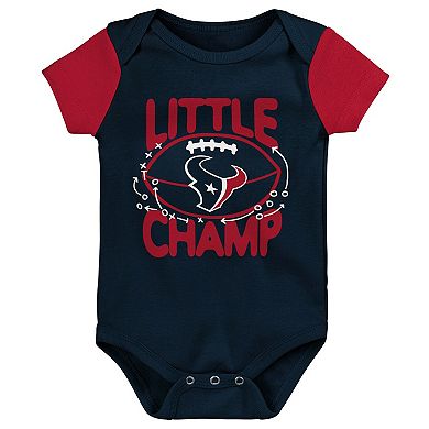 Newborn & Infant Navy/Red Houston Texans Little Champ Three-Piece Bodysuit Bib & Booties Set