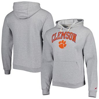 Men's League Collegiate Wear Heather Gray Clemson Tigers Arch Essential Fleece Pullover Hoodie