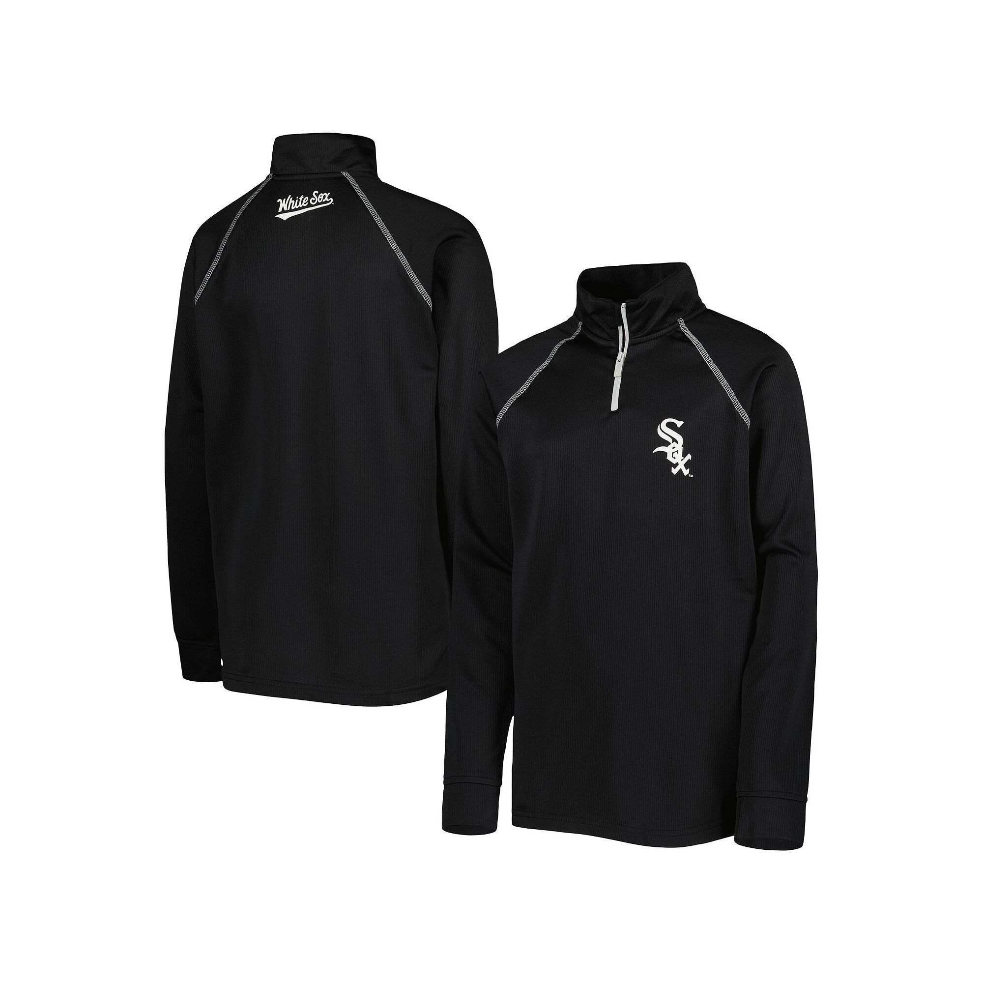 Youth Stitches Black Chicago White Sox Team Raglan Quarter-Zip Jacket, Boy
