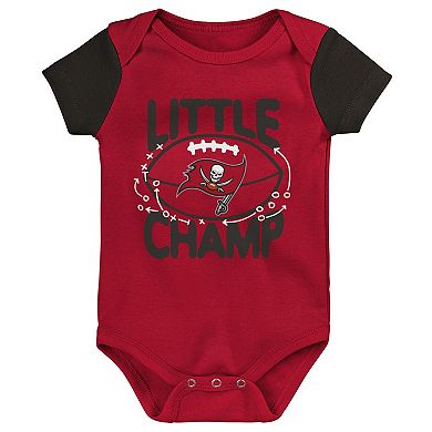 Newborn & Infant Red/Black Tampa Bay Buccaneers Little Champ Three-Piece Bodysuit Bib & Booties Set