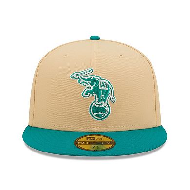 Men's New Era Natural/Teal Oakland Athletics Mango Forest 59FIFTY fitted hat