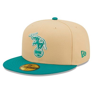 Men's New Era Natural/Teal Oakland Athletics Mango Forest 59FIFTY fitted hat