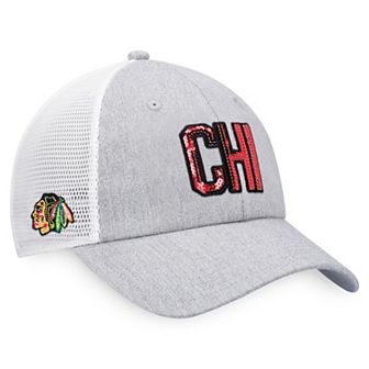 Women's Fanatics Branded Heather Gray/White Chicago Blackhawks Iconic Glimmer Trucker Snapback Hat