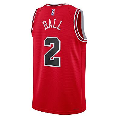 Unisex Nike Lonzo Ball Red Chicago Bulls Swingman Jersey - Association Edition