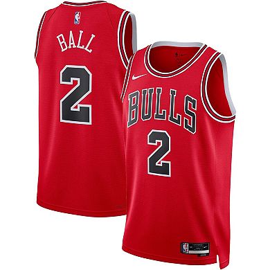 Unisex Nike Lonzo Ball Red Chicago Bulls Swingman Jersey - Association Edition