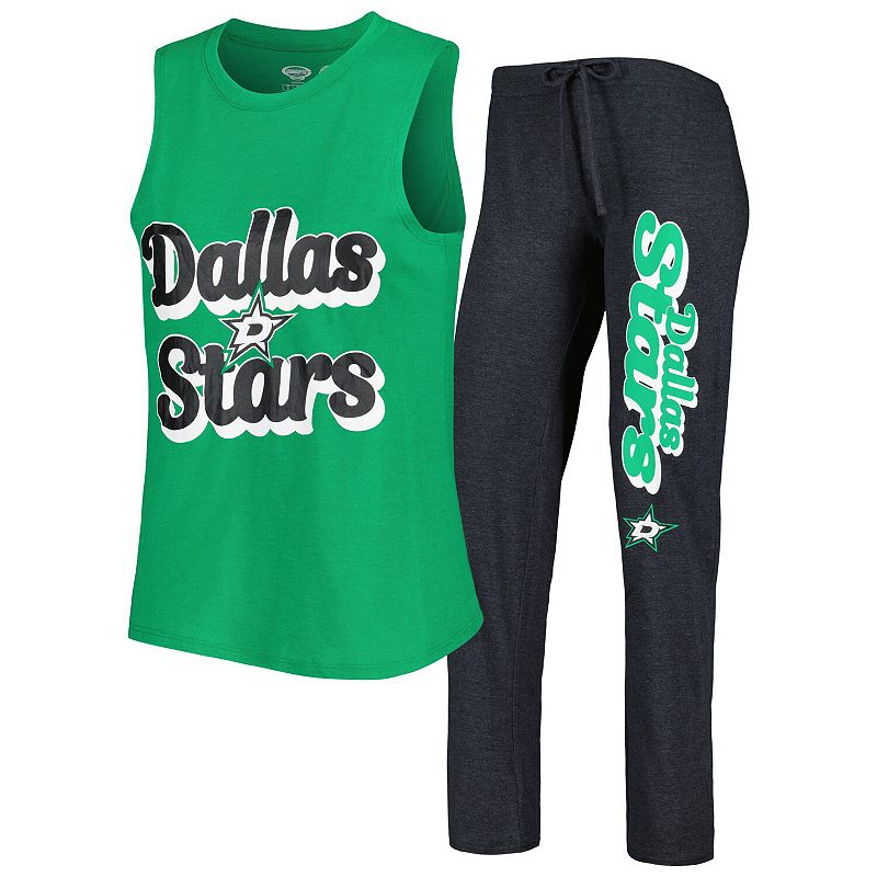 Womens Concepts Sport Kelly Green/Black Dallas Stars Meter Muscle Tank Top