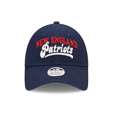 Women's New Era   Navy New England Patriots Team Trucker 9FORTY Snapback Hat