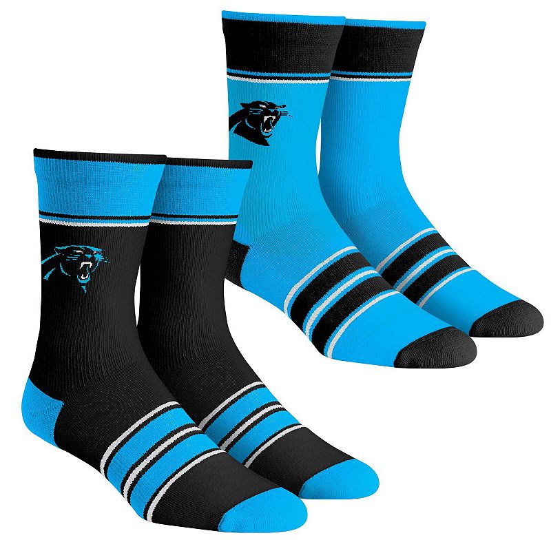 Unisex Rock Em Socks Carolina Panthers Multi-Stripe 2-Pack Team Crew Sock S