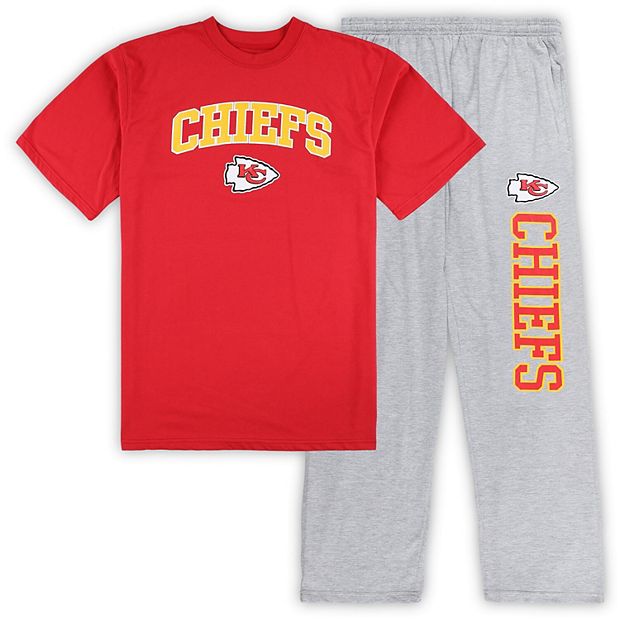 Men's Concepts Sport Red/Heather Gray Kansas City Chiefs Big & Tall T-Shirt  & Pajama Pants Sleep Set