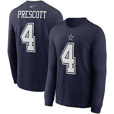 Men's Nike Dak Prescott Navy Dallas Cowboys Player Name & Number Long ...