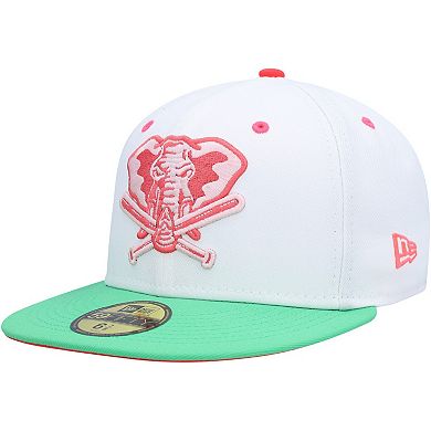 Men's New Era White/Green Oakland Athletics Alternate Logo Watermelon Lolli 59FIFTY Fitted Hat