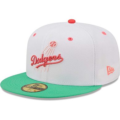 Men's New Era White/Green Los Angeles Dodgers 50th Anniversary in Los Angeles Watermelon Lolli 59FIFTY Fitted Hat