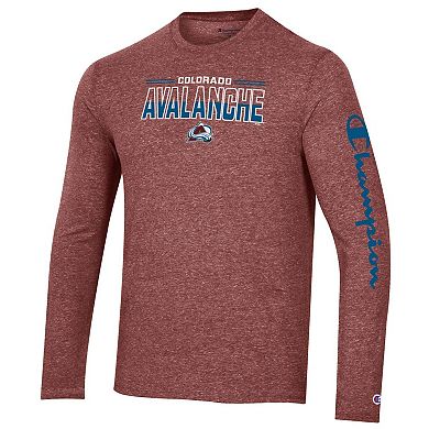 Men's Champion Heather Maroon Colorado Avalanche Tri-Blend Long Sleeve T-Shirt
