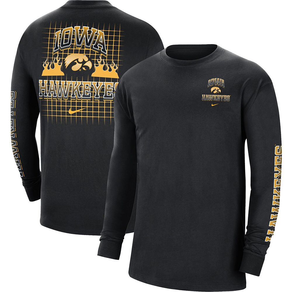 University of Iowa Hawkeyes Basketball Shadow Long Sleeve T Shirt- Black