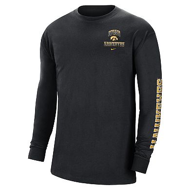 Men's Nike Black Iowa Hawkeyes Tour Max 90 Long Sleeve T-Shirt