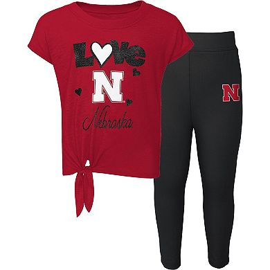 Toddler Crimson/Black Nebraska Huskers Forever Love Team T-Shirt & Leggings Set