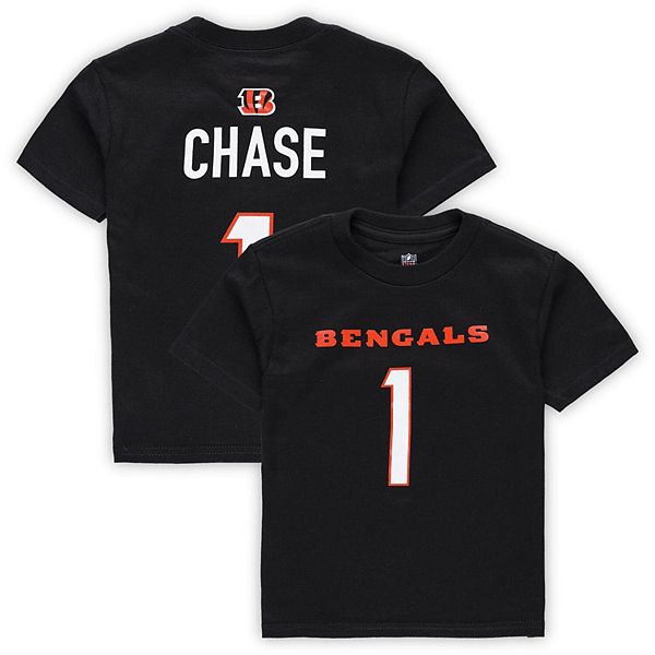 Ja'Marr Chase Cincinnati Bengals Men's Black Name & Number Logo T-Shirt 