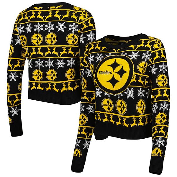 Women's Pittsburgh Steelers Black V-Neck Bluetooth Light Up Sweater