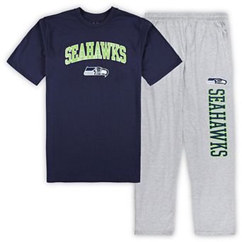 Men's Concepts Sport College Navy/Heather Gray Seattle Seahawks Big & Tall T-Shirt & Pajama Pants Sleep Set