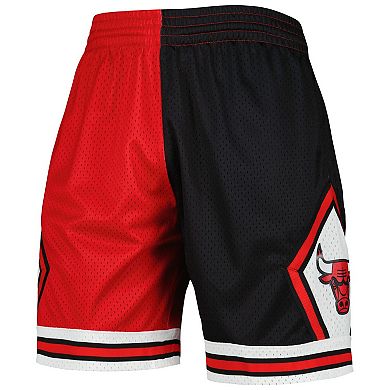 Men's Mitchell & Ness Black/Red Chicago Bulls Hardwood Classics 1997 Split Swingman Shorts