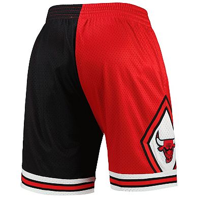 Men's Mitchell & Ness Black/Red Chicago Bulls Hardwood Classics 1997 Split Swingman Shorts