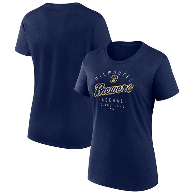 Women's Fanatics Branded Navy Milwaukee Brewers Team Arrival T-Shirt