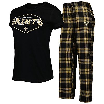 Women s Concepts Sport Black Gold New Orleans Saints Plus Size Badge T Shirt Pants Sleep