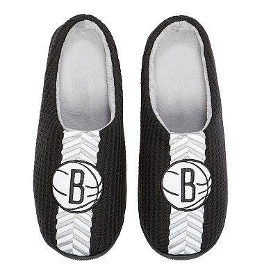 Men's FOCO Black Brooklyn Nets Team Stripe Memory Foam Slide Slippers