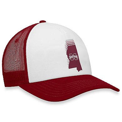 Men's Top of the World White/Maroon Mississippi State Bulldogs Tone Down Trucker Snapback Hat
