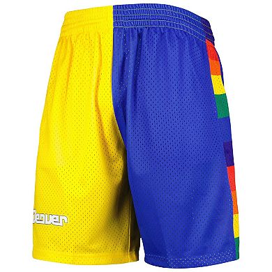 Men's Mitchell & Ness Royal/Gold Denver Nuggets Hardwood Classics 1991 Split Swingman Shorts