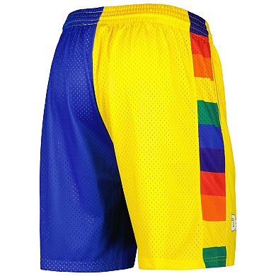 Men's Mitchell & Ness Royal/Gold Denver Nuggets Hardwood Classics 1991 Split Swingman Shorts