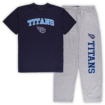 Men's Concepts Sport Navy/Heather Gray Tennessee Titans Big & Tall T-Shirt & Pajama Pants Sleep Set