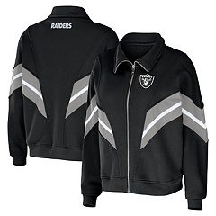 Las Vegas Raiders Women's Silver Crop Track Jacket, XL