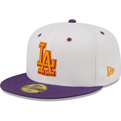 Men's New Era White/Purple Los Angeles Dodgers 40th Anniversary at Dodger Stadium Grape Lolli 59FIFTY Fitted Hat