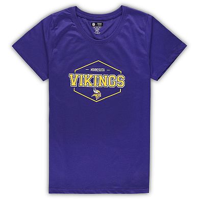 Women's Concepts Sport Purple/Gold Minnesota Vikings Plus Size Badge T-Shirt & Pants Sleep Set