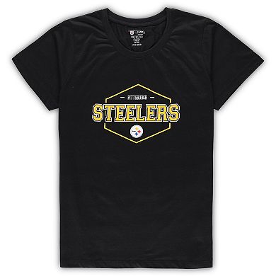 Women's Concepts Sport Black/Gold Pittsburgh Steelers Plus Size Badge T-Shirt & Pants Sleep Set