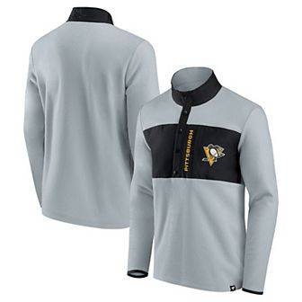 Men's Fanatics Branded Gray/Black Pittsburgh Penguins Omni Polar Fleece Quarter-Snap Jacket