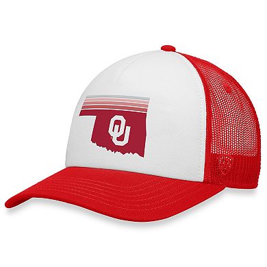 Men's Top of the World White/Crimson Oklahoma Sooners Tone Down Trucker ...