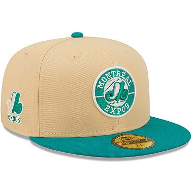 Men's New Era Natural/Teal Montreal Expos Cooperstown Collection Mango Forest 59FIFTY fitted hat