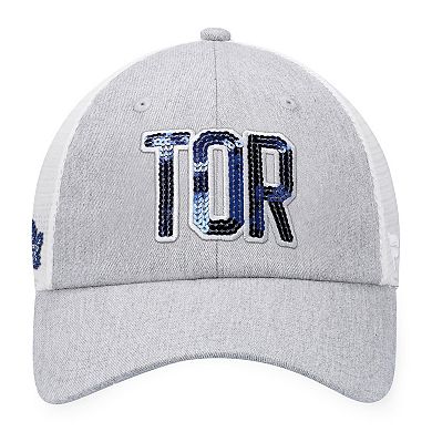 Women's  Fanatics Branded Heather Gray/White Toronto Maple Leafs Iconic Glimmer Trucker Snapback Hat