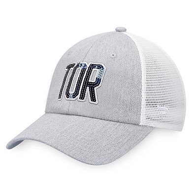 Women's  Fanatics Branded Heather Gray/White Toronto Maple Leafs Iconic Glimmer Trucker Snapback Hat