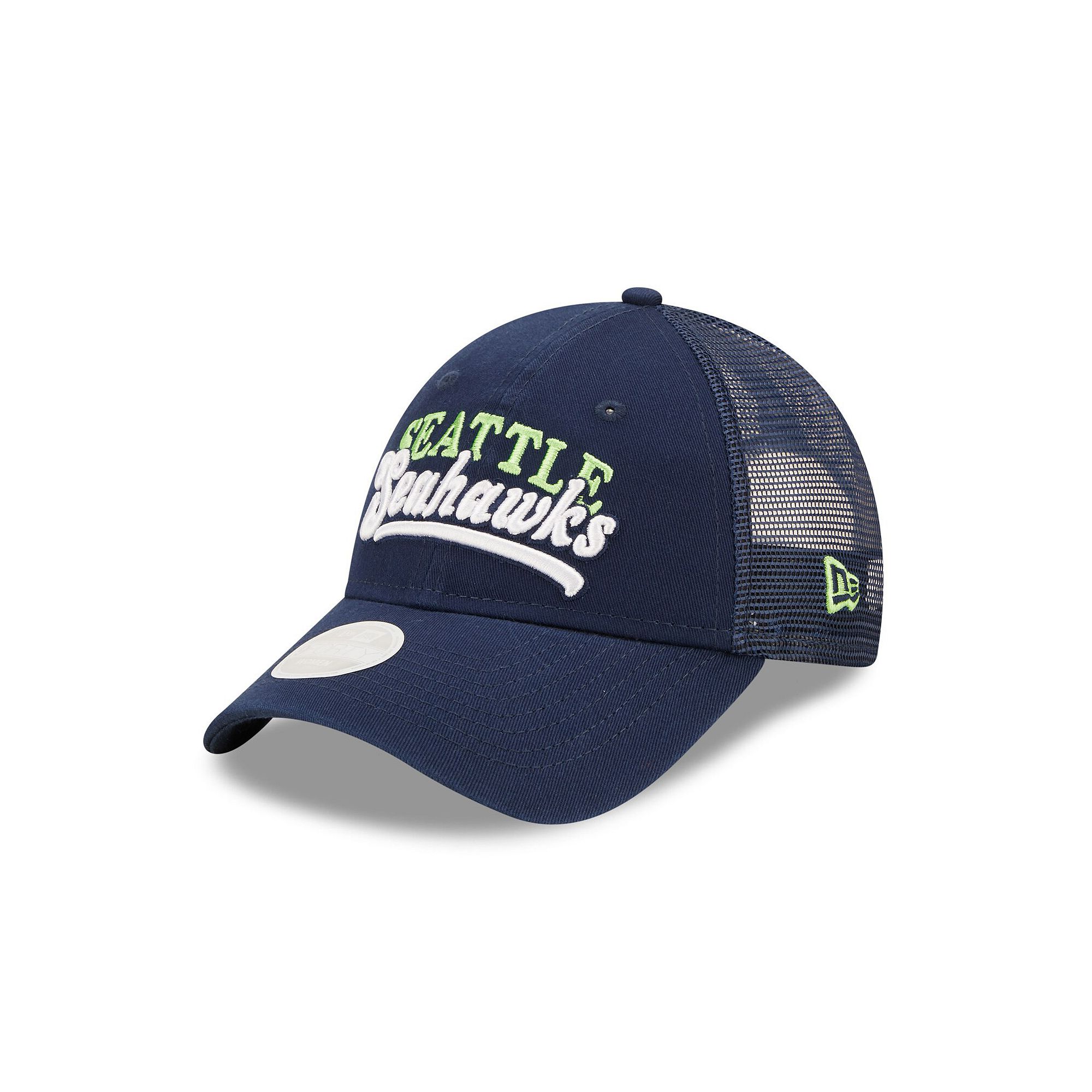 Womens New Era  College Navy Seattle Seahawks Team Trucker 9FORTY Snapback