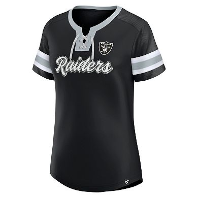 Women's Fanatics Branded Black Las Vegas Raiders Plus Size Original State Lace-Up T-Shirt